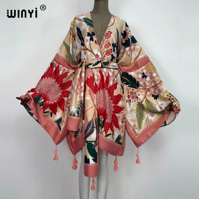 Boho Summer Beach Maxi Dress - WINYI Jesienne Sukienki Damskie Kardigan Luźna