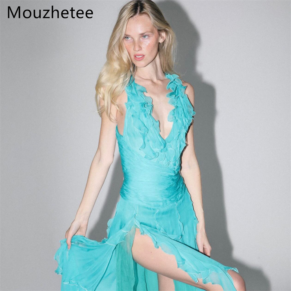 Elegant Satin Evening Gown Split - Mouzhetee Proste Sukienki Wieczorowe w Kształcie