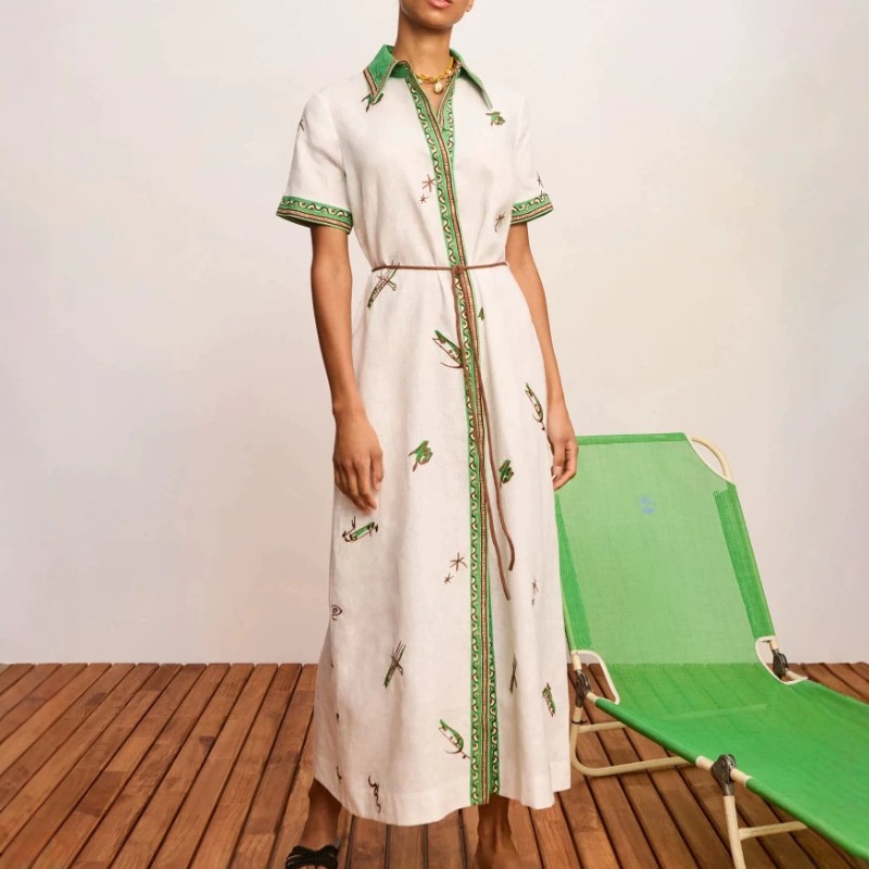 Casual Loose Linen Shirt Dress - 2026 Jesień Nowa Oryginalna Damska Lniana