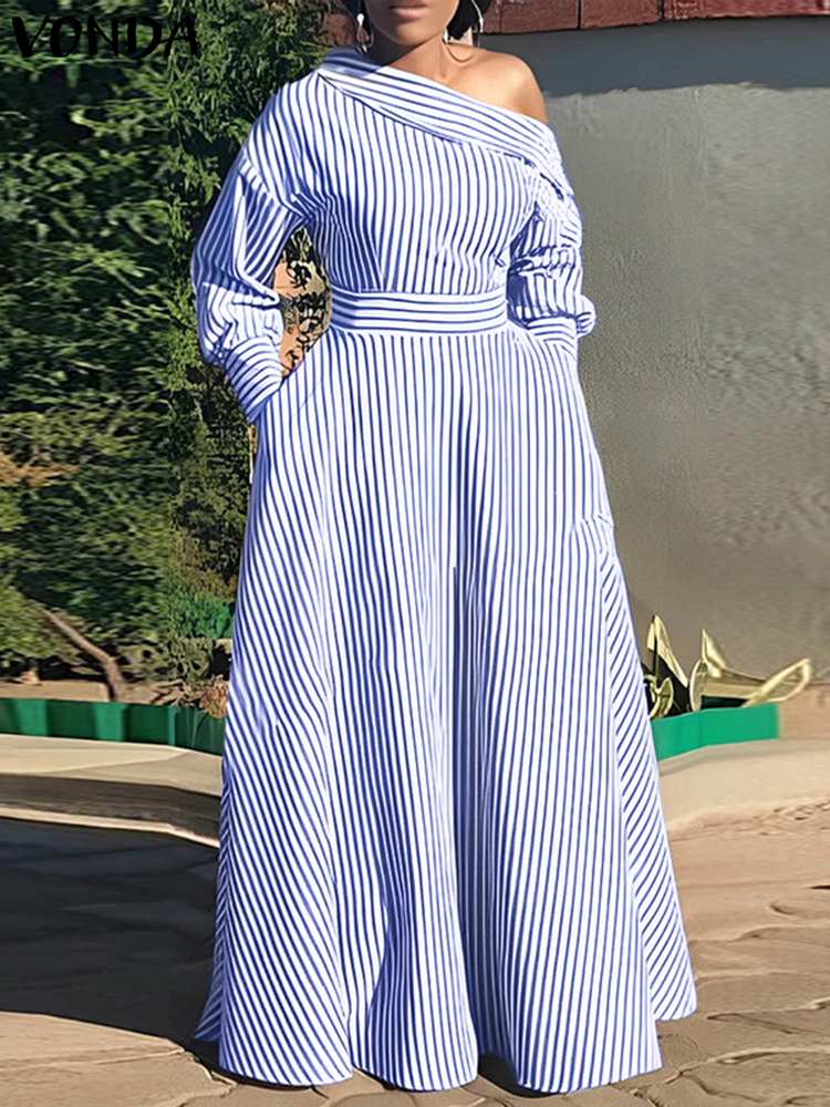 VONDA 2024 kobiet elegancka pa – Off Shoulder Puff Sleeve Sundress recenzja i cena
