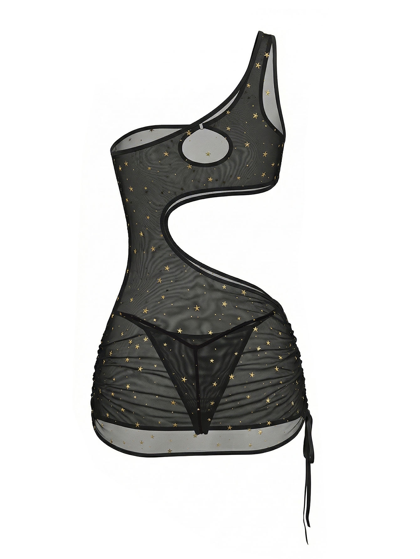 Czarna sukienka mini na jedno  – Sexy Mesh Sheer Bodycon Dress recenzja i cena