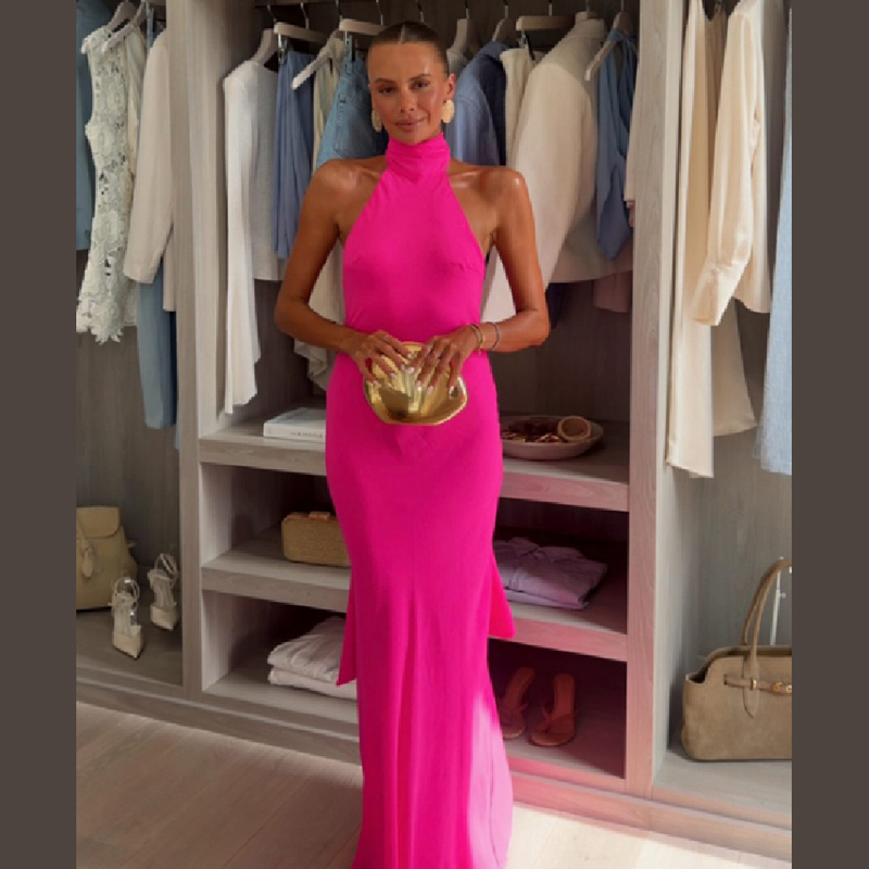 Damska satynowa sukienka maxi  – Elegant Satin Evening Gown Split recenzja i cena