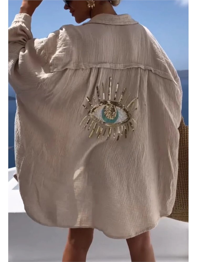 Wiosna lato na co dzień cekino – Casual Loose Linen Shirt Dress recenzja i cena