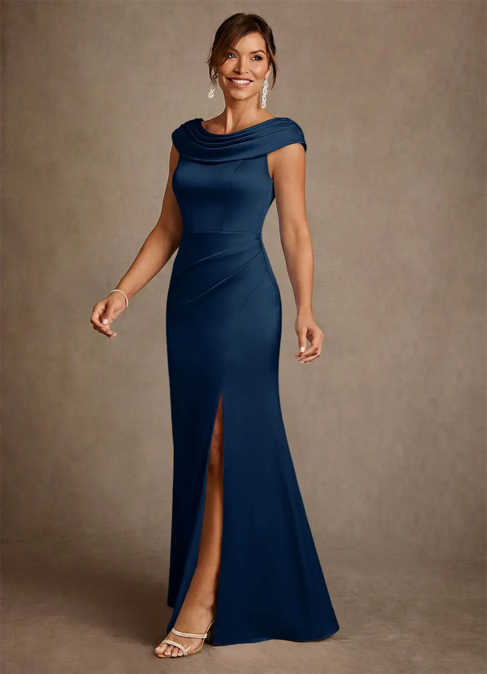 Sukienka dla Matki Panny Młode – Elegant Satin Evening Gown Split recenzja i cena