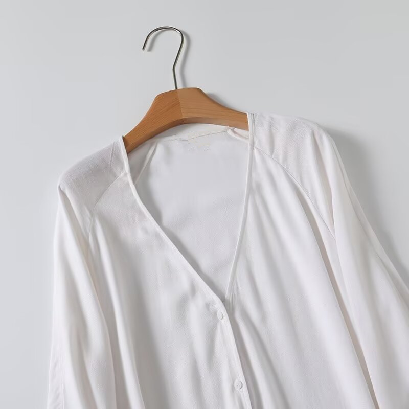 Dave&Di marokańska lniana dług – Casual Loose Linen Shirt Dress recenzja i cena