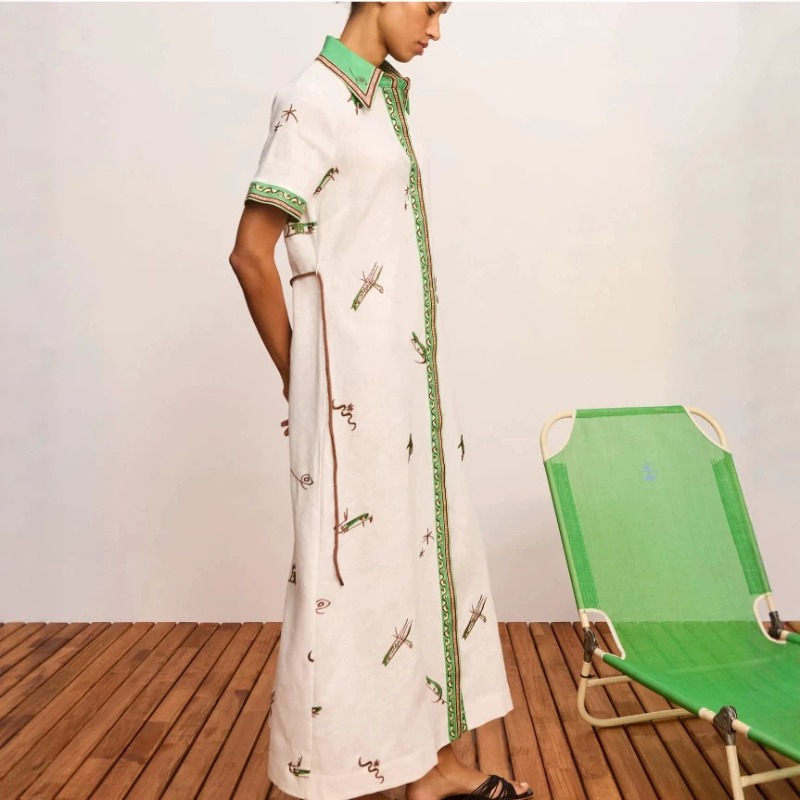 2026 Jesień Nowa Oryginalna Da – Casual Loose Linen Shirt Dress recenzja i cena